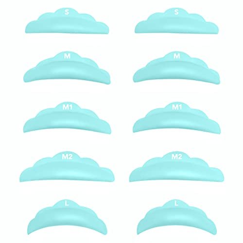 Lash Lift Pads DIY Eyelash Perm Rods 10 Pcs Sky Blue Silicone Shields - Reusable 5 Sizes SMM1M2L - görsel 2
