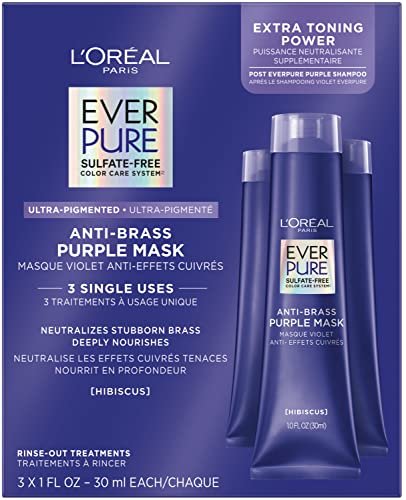 L'Oreal Paris EverPure Ultra Pigmented Anti-Brass Purple Rinse-Out Mask for Bleached, Blonde, or Highlighted Hair, 3 oz Avelisse