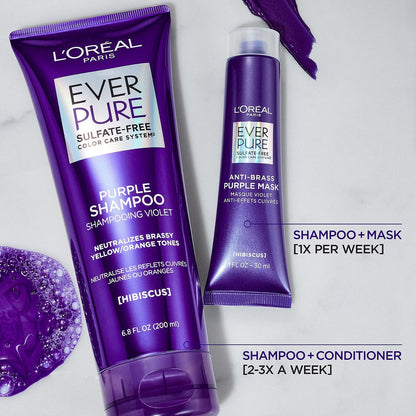L'Oreal Paris EverPure Ultra Pigmented Anti-Brass Purple Rinse-Out Mask for Bleached, Blonde, or Highlighted Hair, 3 oz Avelisse