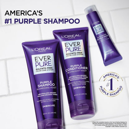 L'Oreal Paris EverPure Ultra Pigmented Anti-Brass Purple Rinse-Out Mask for Bleached, Blonde, or Highlighted Hair, 3 oz Avelisse