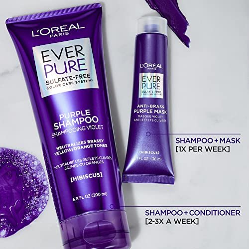 L'Oreal Paris EverPure Ultra Pigmented Anti-Brass Purple Rinse-Out Mask for Bleached, Blonde, or Highlighted Hair, 3 oz Avelisse