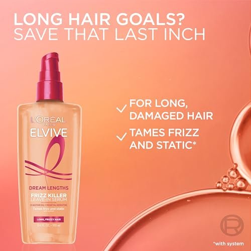 L'Oreal Paris Elvive Dream Lengths Frizz Killer Leave-In Serum, 3.4 fl oz (100 ml) - görsel 11