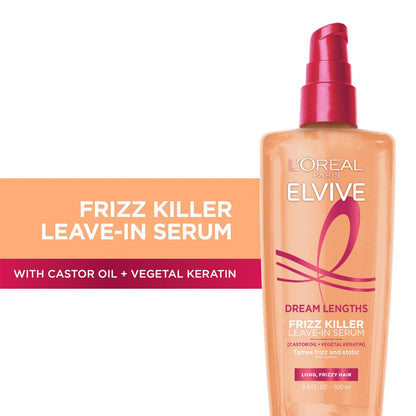 L'Oreal Paris Elvive Dream Lengths Frizz Killer Leave-In Serum, 3.4 fl oz (100 ml)