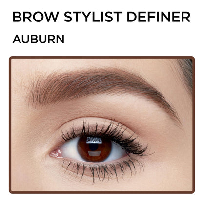 L'Oreal Paris Brow Stylist Definer Waterproof Eyebrow Pencil - Ultra-Fine Mechanical Pencil for Natural Brows - Auburn, 0.003 oz