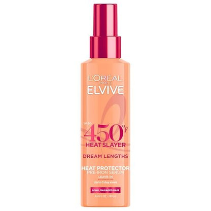 L'Oreal Paris Elvive Dream Lengths Heat Slayer Pre-Iron Spray Leave-In, 4.4 oz