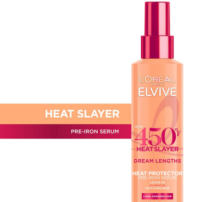 L'Oreal Paris Elvive Dream Lengths Heat Slayer Pre-Iron Spray Leave-In, 4.4 oz