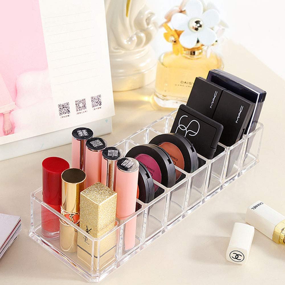 Clear Acrylic Makeup Organizer - 8 Slot Cosmetic Storage for Blush, Eyeshadow, Lipstick & More | Vanity Desk Holder - görsel 7