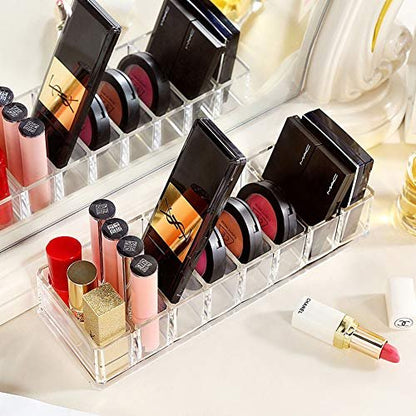 Clear Acrylic Makeup Organizer - 8 Slot Cosmetic Storage for Blush, Eyeshadow, Lipstick & More | Vanity Desk Holder