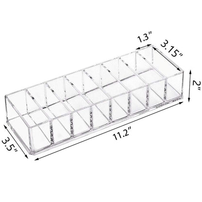 Clear Acrylic Makeup Organizer - 8 Slot Cosmetic Storage for Blush, Eyeshadow, Lipstick & More | Vanity Desk Holder