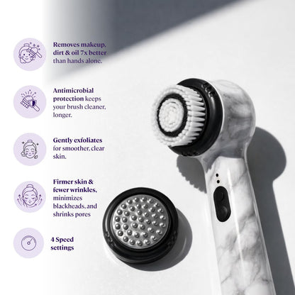 Michael Todd Beauty Soniclear Allure 2024 Best of Beauty Winner Facial Cleansing + Exfoliation Brush System with Antimicrobial Protected Bristles, 4 Speeds, Serum Infusion Head + Travel Case Avelisse
