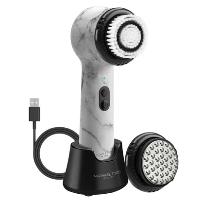 Michael Todd Beauty Soniclear Allure 2024 Best of Beauty Winner Facial Cleansing + Exfoliation Brush System with Antimicrobial Protected Bristles, 4 Speeds, Serum Infusion Head + Travel Case Avelisse