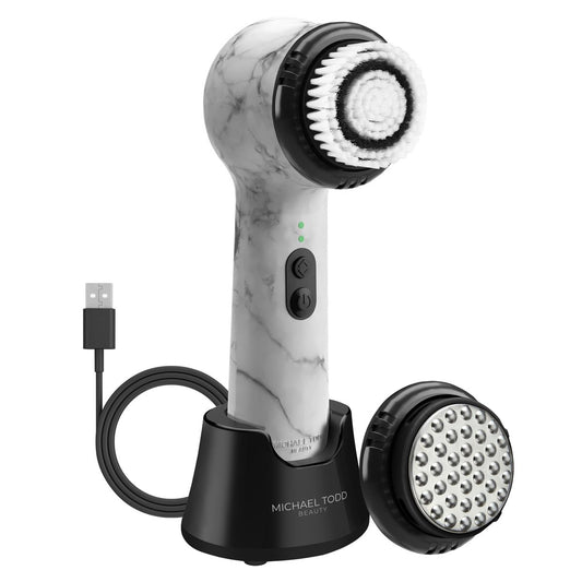 Michael Todd Beauty Soniclear Allure 2024 Best of Beauty Winner Facial Cleansing + Exfoliation Brush System with Antimicrobial Protected Bristles, 4 Speeds, Serum Infusion Head + Travel Case Avelisse