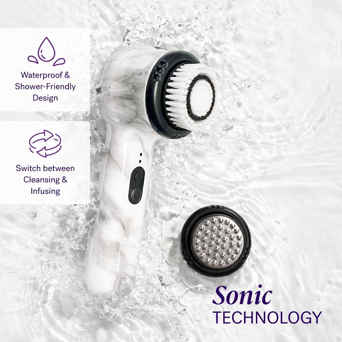Michael Todd Beauty Soniclear Allure 2024 Best of Beauty Winner Facial Cleansing + Exfoliation Brush System with Antimicrobial Protected Bristles, 4 Speeds, Serum Infusion Head + Travel Case Avelisse