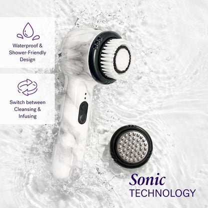 Michael Todd Beauty Soniclear Allure 2024 Best of Beauty Winner Facial Cleansing + Exfoliation Brush System with Antimicrobial Protected Bristles, 4 Speeds, Serum Infusion Head + Travel Case Avelisse