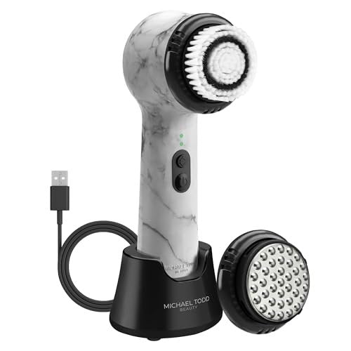 Michael Todd Beauty Soniclear Allure 2024 Best of Beauty Winner Facial Cleansing + Exfoliation Brush System with Antimicrobial Protected Bristles, 4 Speeds, Serum Infusion Head + Travel Case Avelisse