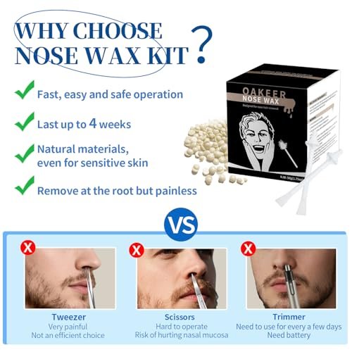Oakeer Nose Hair Remover Kit – 30 Wax Sticks & 100g Nose Wax for At-Home Hair Removal for Men and Women - görsel 4
