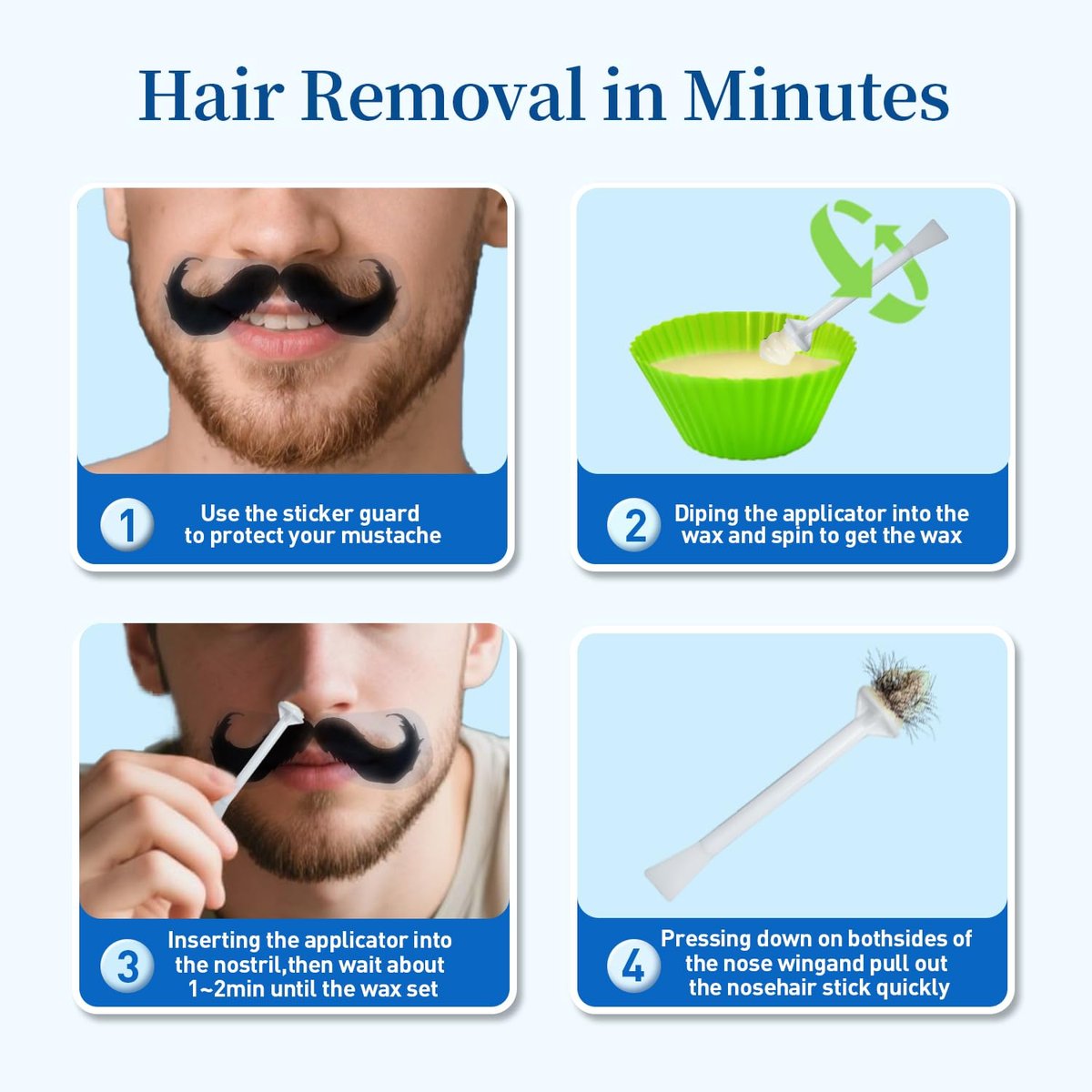 Oakeer Nose Hair Remover Kit – 30 Wax Sticks & 100g Nose Wax for At-Home Hair Removal for Men and Women - görsel 13