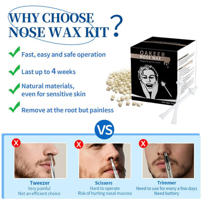 Oakeer Nose Hair Remover Kit – 30 Wax Sticks & 100g Nose Wax for At-Home Hair Removal for Men and Women