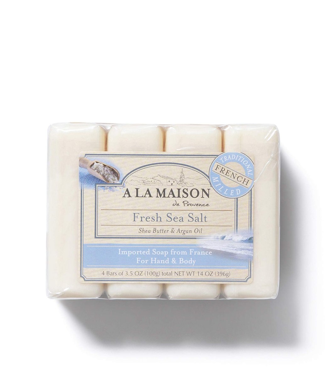 A LA MAISON Fresh Sea Salt Bar Soap - Triple French Milled Natural Moisturizing Hand Soap (12 Bars, 3.5 oz Each) Avelisse
