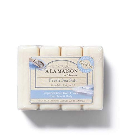 A LA MAISON Fresh Sea Salt Bar Soap - Triple French Milled Natural Moisturizing Hand Soap (12 Bars, 3.5 oz Each) Avelisse
