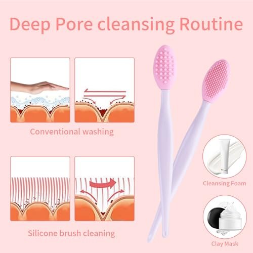 5-Piece Mini Exfoliating Brush Set: Silicone Facial Cleansing & Lip Scrub Brushes - görsel 8