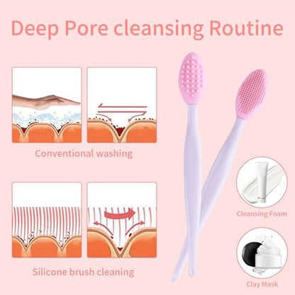 5-Piece Mini Exfoliating Brush Set: Silicone Facial Cleansing & Lip Scrub Brushes