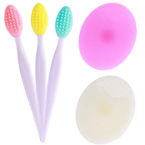 5-Piece Mini Exfoliating Brush Set: Silicone Facial Cleansing & Lip Scrub Brushes - görsel 2