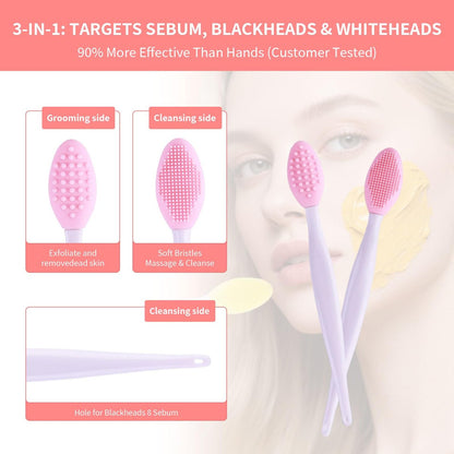 5-Piece Mini Exfoliating Brush Set: Silicone Facial Cleansing & Lip Scrub Brushes