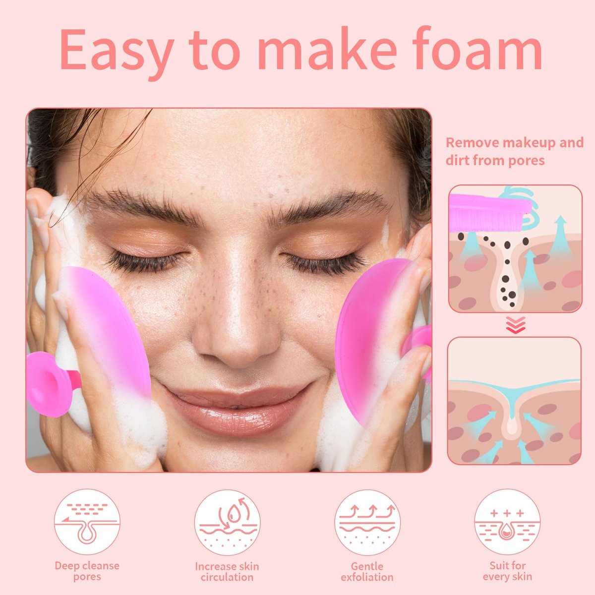 5-Piece Mini Exfoliating Brush Set: Silicone Facial Cleansing & Lip Scrub Brushes - görsel 5