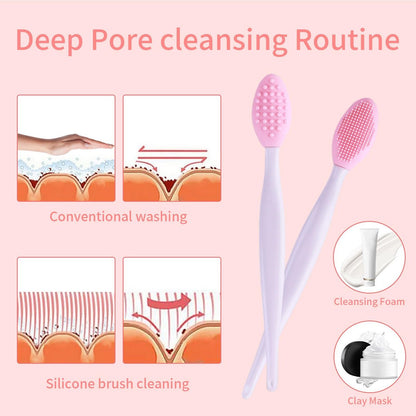 5-Piece Mini Exfoliating Brush Set: Silicone Facial Cleansing & Lip Scrub Brushes