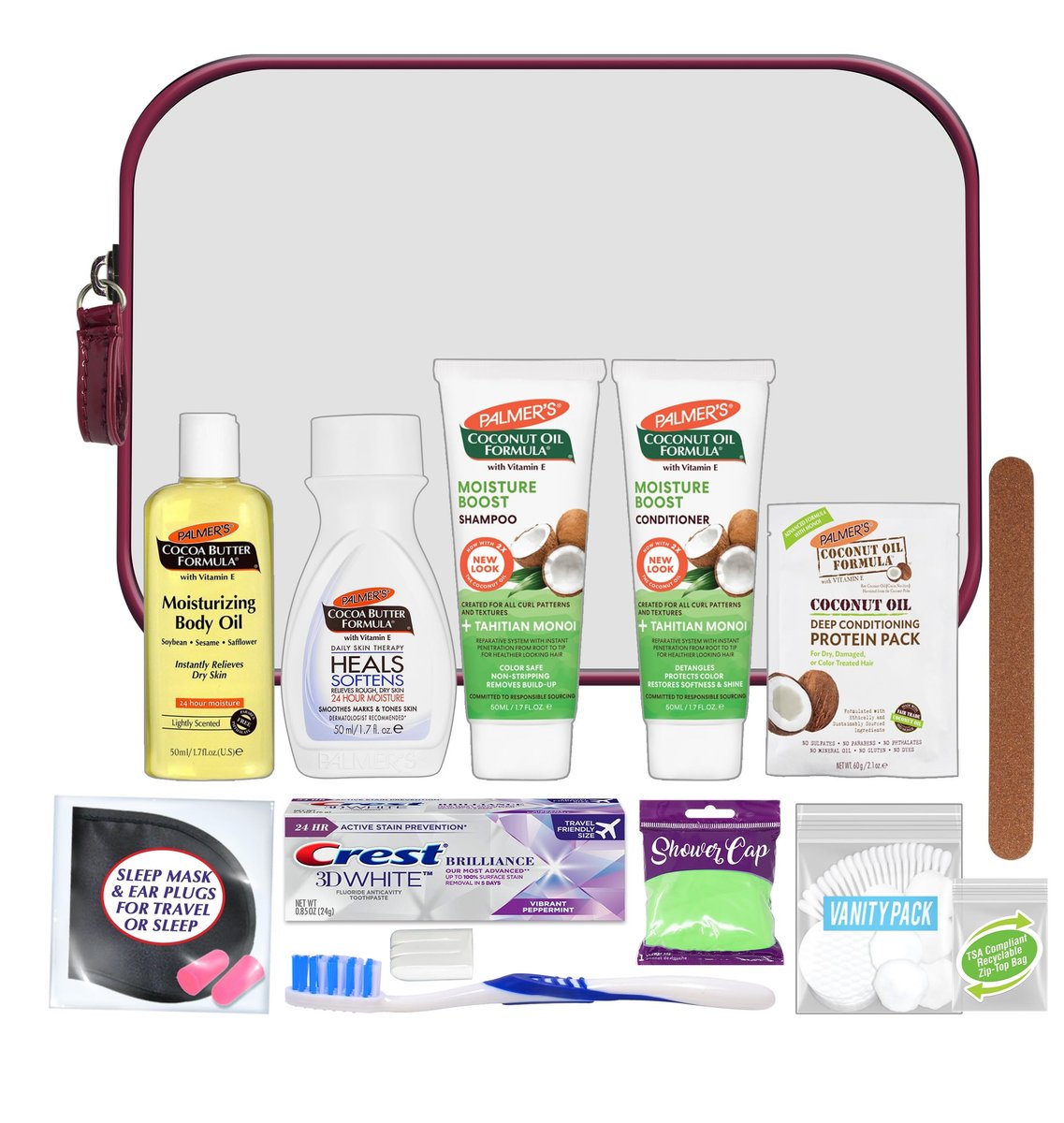 Convenience Kits International Women's 15 Pc Toiletry Kit with Palmer's Travel-Size Hair, Face & Body Products - görsel 1