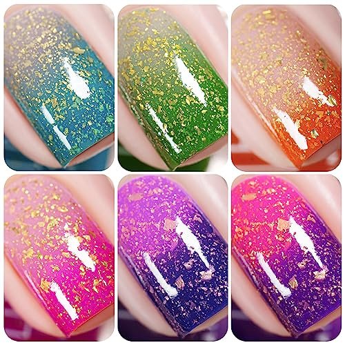 Vishine Color Changing Mood Nail Gel Polish Set - Temperature Reactive UV LED Varnish Chameleon Gel Nail Art 8ml (Set002, 6 Colors) - görsel 4