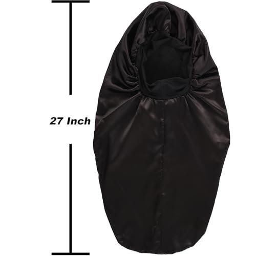 2 Pcs Satin Hair Bonnets for Women – Black Leopard Print, Soft Elastic Band, Large Sleeping Cap for Braids - görsel 4