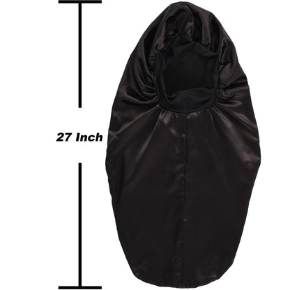 2 Pcs Satin Hair Bonnets for Women – Black Leopard Print, Soft Elastic Band, Large Sleeping Cap for Braids