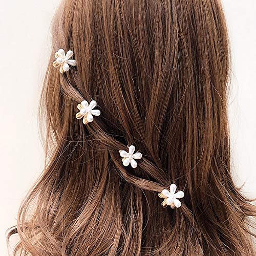 Mini Pearl Hair Barrettes for Women Girls - 10pcs Sweet Artificial Pearl Hair Clips, Flower Pins for Party Wedding Daily - görsel 14