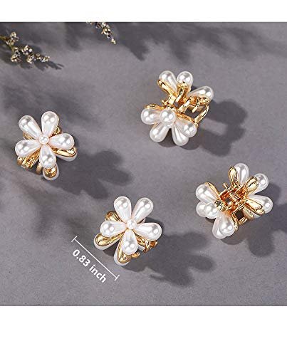 Mini Pearl Hair Barrettes for Women Girls - 10pcs Sweet Artificial Pearl Hair Clips, Flower Pins for Party Wedding Daily - görsel 8
