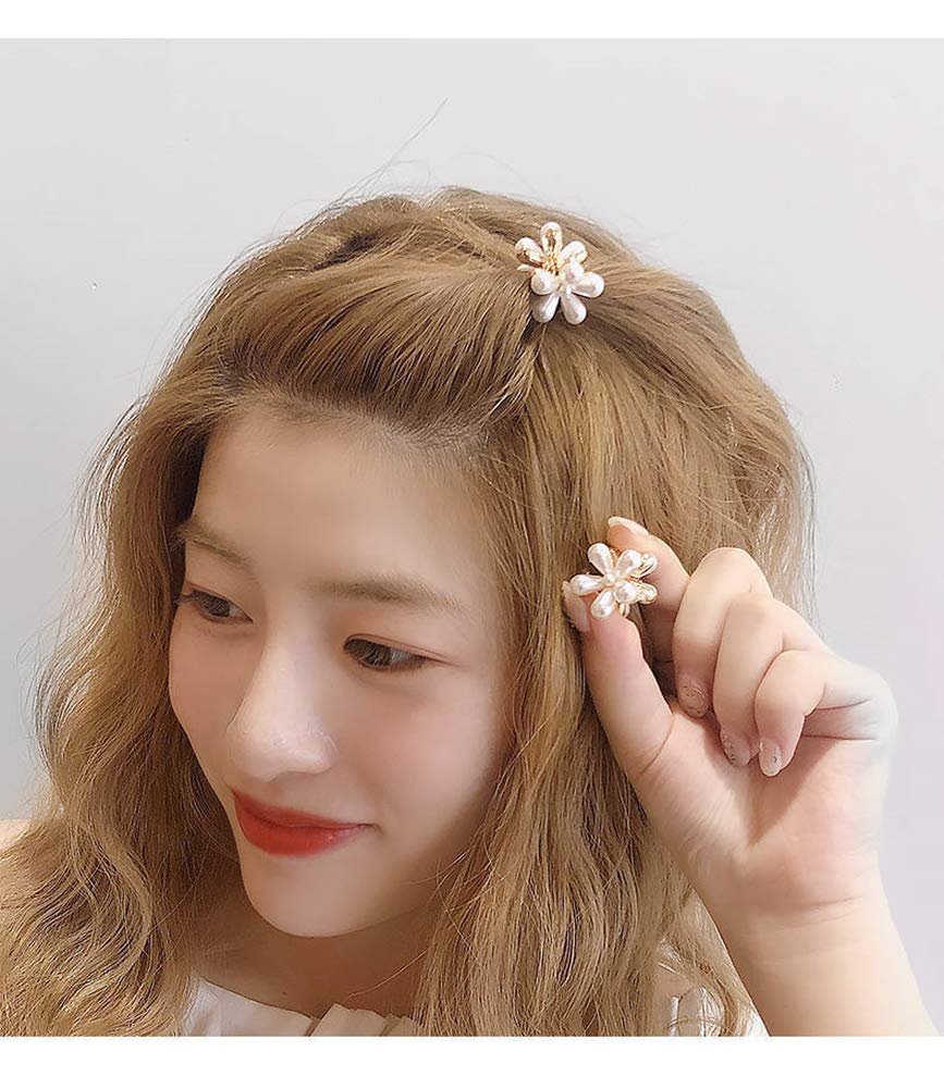Mini Pearl Hair Barrettes for Women Girls - 10pcs Sweet Artificial Pearl Hair Clips, Flower Pins for Party Wedding Daily - görsel 12