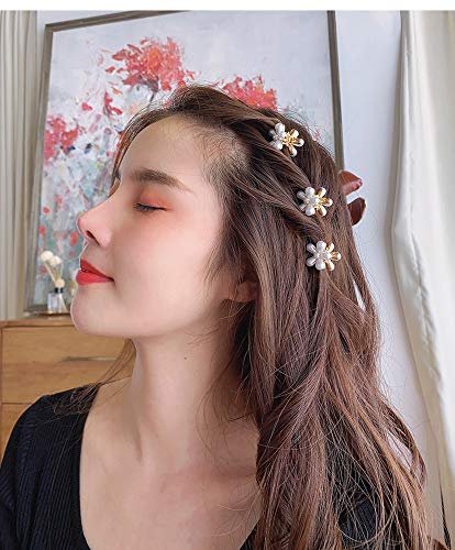 Mini Pearl Hair Barrettes for Women Girls - 10pcs Sweet Artificial Pearl Hair Clips, Flower Pins for Party Wedding Daily - görsel 6