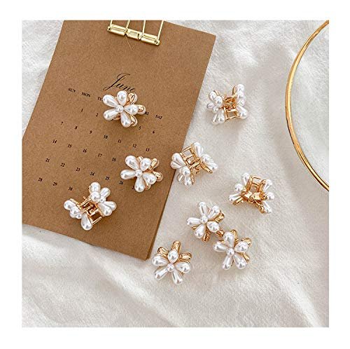 Mini Pearl Hair Barrettes for Women Girls - 10pcs Sweet Artificial Pearl Hair Clips, Flower Pins for Party Wedding Daily - görsel 10