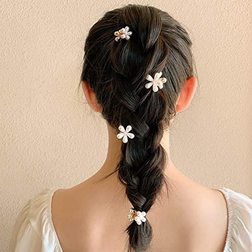 Mini Pearl Hair Barrettes for Women Girls - 10pcs Sweet Artificial Pearl Hair Clips, Flower Pins for Party Wedding Daily - görsel 13