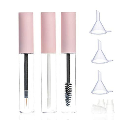 ICEYLI 10ml Empty Mascara Tube, Eyeliner Tube and Lip Gloss Tubes with Rubber Inserts and Funnels for DIY Cosmetics - 9 Piece Set