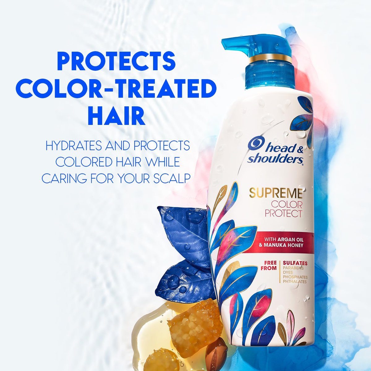Head & Shoulders Supreme Color Protect Anti-Dandruff Shampoo and Conditioner Set, Sulfate-Free with Argan Oil and Manuka Honey, 11.8 fl oz & 9.4 fl oz Avelisse