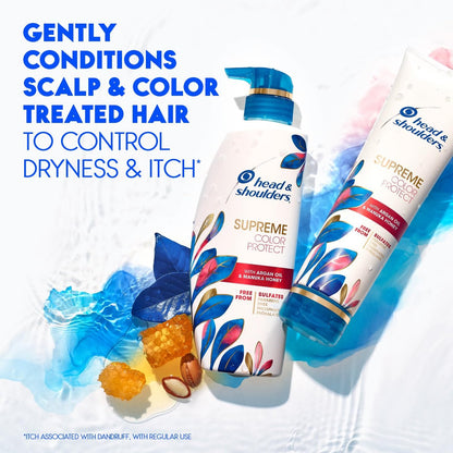 Head & Shoulders Supreme Color Protect Anti-Dandruff Shampoo and Conditioner Set, Sulfate-Free with Argan Oil and Manuka Honey, 11.8 fl oz & 9.4 fl oz Avelisse