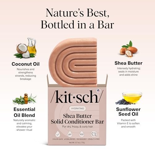 Kitsch Shea Butter Conditioner Bar – Hydrating Solid Hair Conditioner, Moisturizing & Frizz Control, Paraben-Free, 2.7 oz - görsel 10