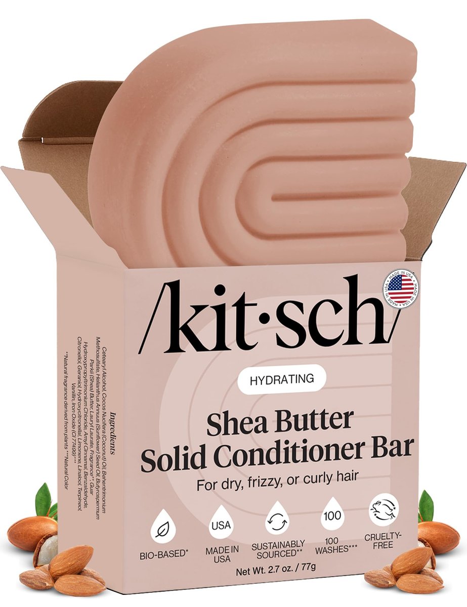 Kitsch Shea Butter Conditioner Bar – Hydrating Solid Hair Conditioner, Moisturizing & Frizz Control, Paraben-Free, 2.7 oz - görsel 1