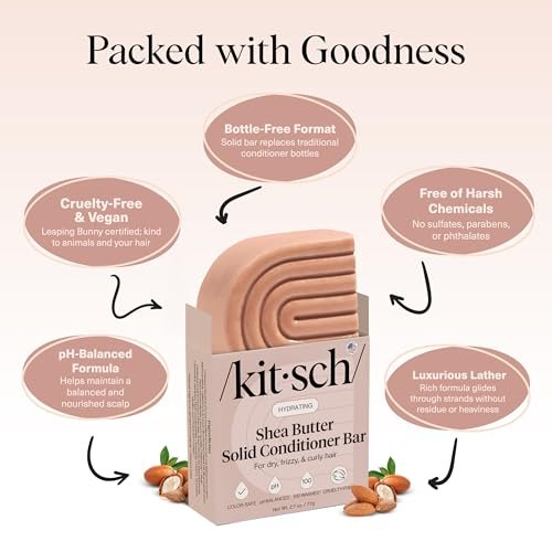 Kitsch Shea Butter Conditioner Bar – Hydrating Solid Hair Conditioner, Moisturizing & Frizz Control, Paraben-Free, 2.7 oz - görsel 8