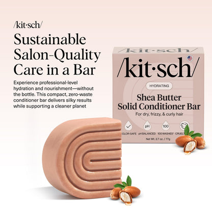 Kitsch Shea Butter Conditioner Bar – Hydrating Solid Hair Conditioner, Moisturizing & Frizz Control, Paraben-Free, 2.7 oz