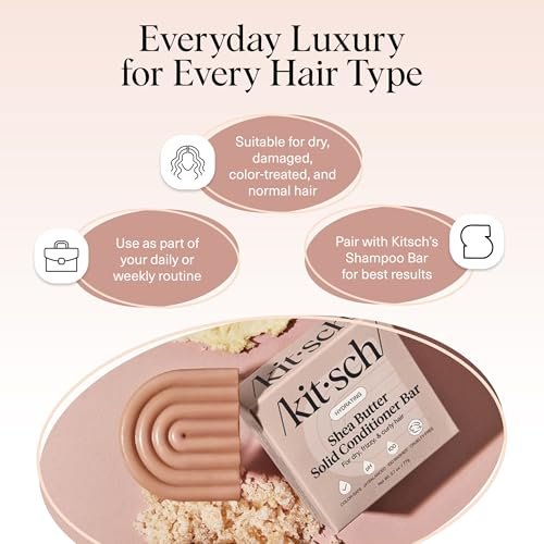 Kitsch Shea Butter Conditioner Bar – Hydrating Solid Hair Conditioner, Moisturizing & Frizz Control, Paraben-Free, 2.7 oz - görsel 12