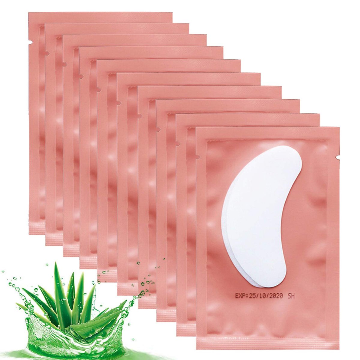 50 Pairs Under Eye Pads for Eyelash Extensions - Hydrogel Eye Mask Pads Lint-Free Beauty Tool (Pink) - görsel 1