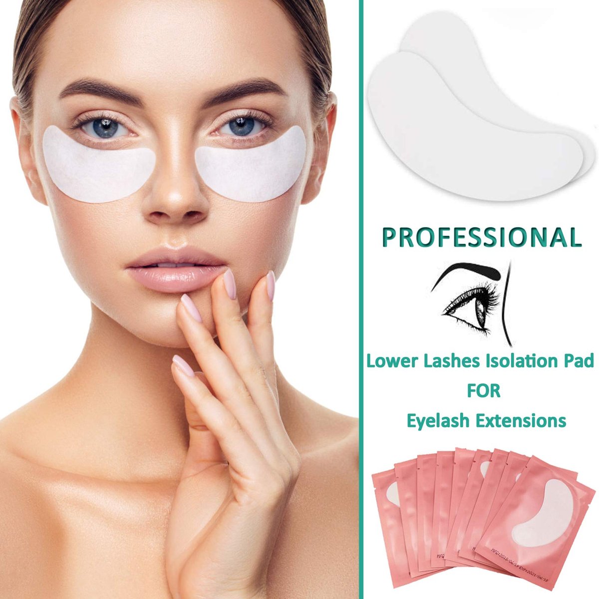 50 Pairs Under Eye Pads for Eyelash Extensions - Hydrogel Eye Mask Pads Lint-Free Beauty Tool (Pink) - görsel 11
